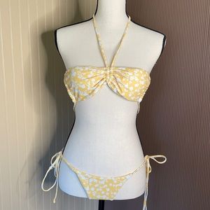 Zaful bikini yellow/ white floral size small us 4